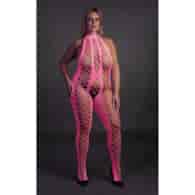 Bodystocking with Halterneck - Plus Size - Neon Pink