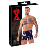 Spodenki lateksowe z osłoną na penisa i prezerwatywą analną L Latex