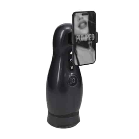 Virtuo - Suction and Vibration Masturbator Pump with Phone Attachment - Gun Metal