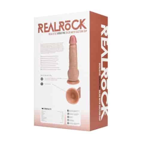 Vibrating Regular Straight Cock with Balls - 9 / 23 cm - Tan