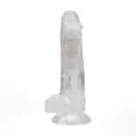 LED Vibrating Straight Cock with Balls - 7 / 18 cm - Transparent