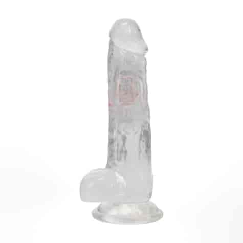 LED Vibrating Straight Cock with Balls - 7 / 18 cm - Transparent