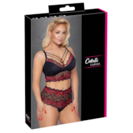 Bra and Briefs black/red 2XL
