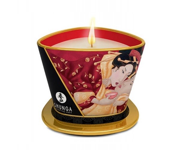 Świeca do masażu Romance Sparkling Strawberry Wine 170ml Shunga — zdjęcie 4