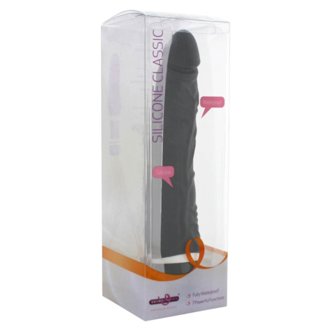 Silikonowy klasyczny wibrator dł. 19cm czarny