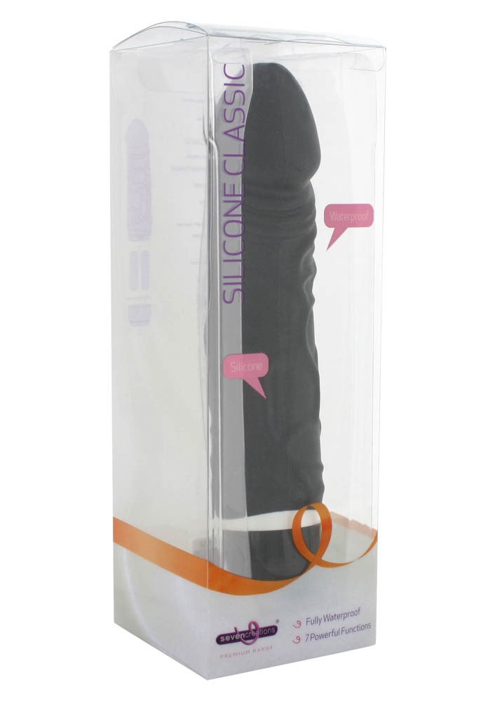 Seven Creations - Silikonowy klasyczny wibrator d³. 19cm czarny