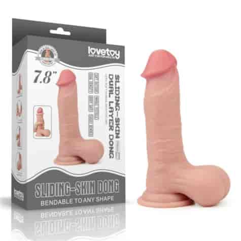 Dildo z przyssawką Sliding Skin Dual Layer 19,5 cm Lovetoy