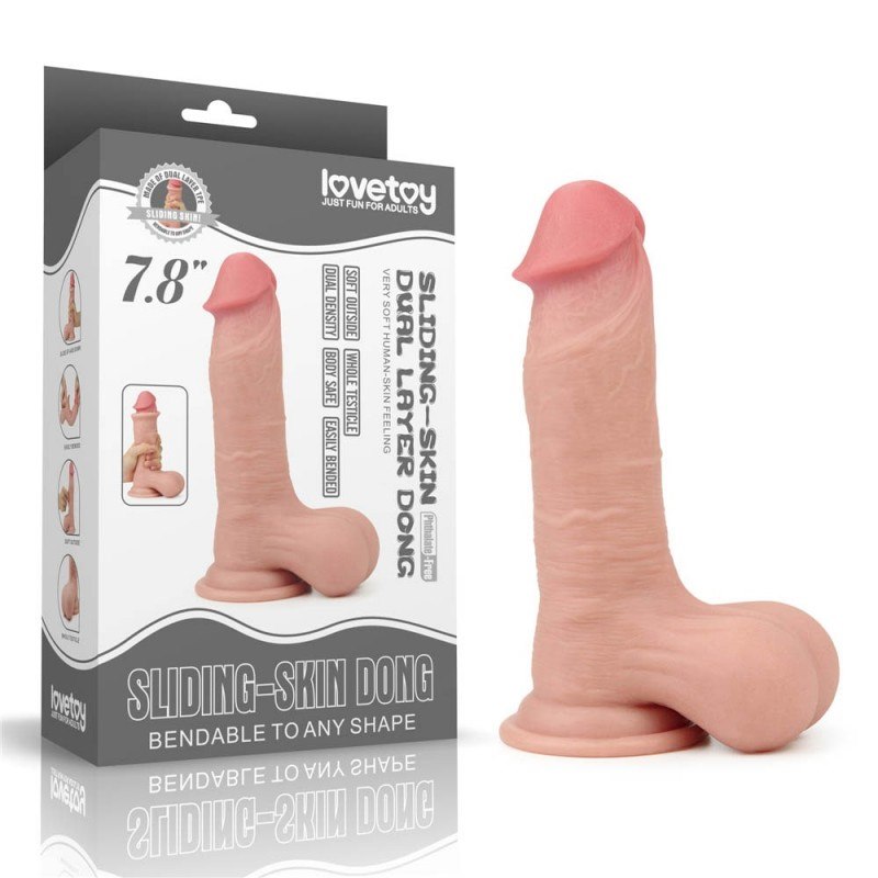 Dildo z przyssawką Sliding Skin Dual Layer 19,5 cm Lovetoy