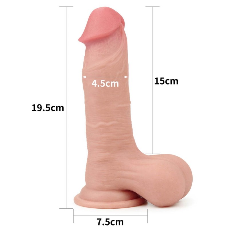 Dildo z przyssawką Sliding Skin Dual Layer 19,5 cm Lovetoy — zdjęcie 2