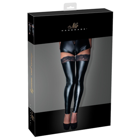 Pończochy z wetlooku XL Noir Handmade