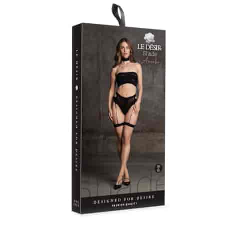Ananke XII - Three Piece with Choker, Bandeau Top and Pantie with Garters - One Size