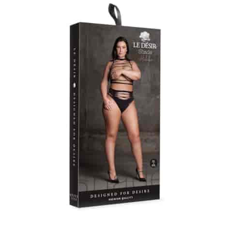 Helike XLV - Two Piece with Open Cups, Crop Top and Pantie - Plus Size