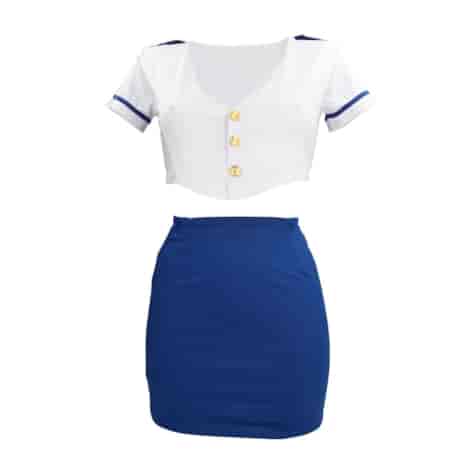 Stewardess Costume - S/M - Blue/White
