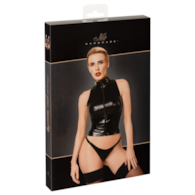 Glam wetlook top with vinyl corset M Noir Handmade