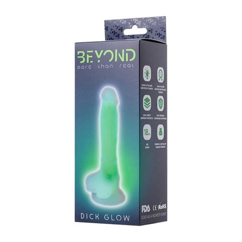 Dildo z przyssawką Beyond Dick Glow Green 18cm Toyfa