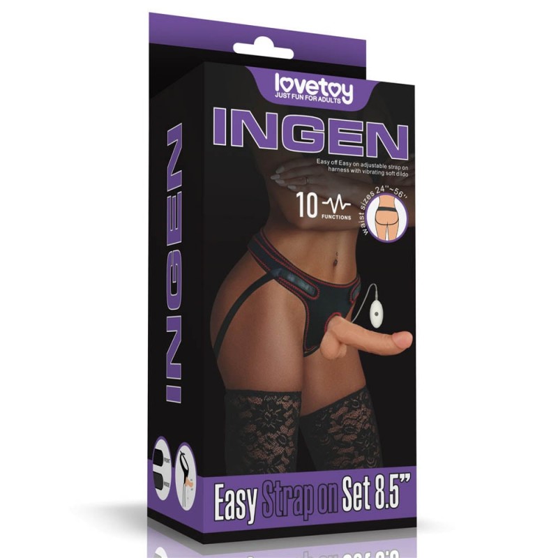 Zestaw Easy Strap-on z wobracjami 21,5 cm Lovetoy