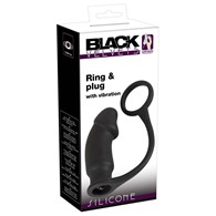 Korek analny silikonowy z wibracjami 14 cm + pierścień Black Velvets
