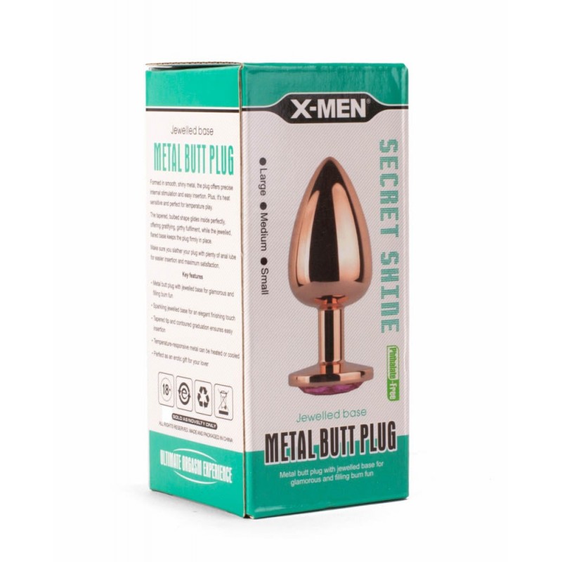 Korek analny Secret Shine Pink Jewell 8,2 cm X-MEN — zdjęcie 6