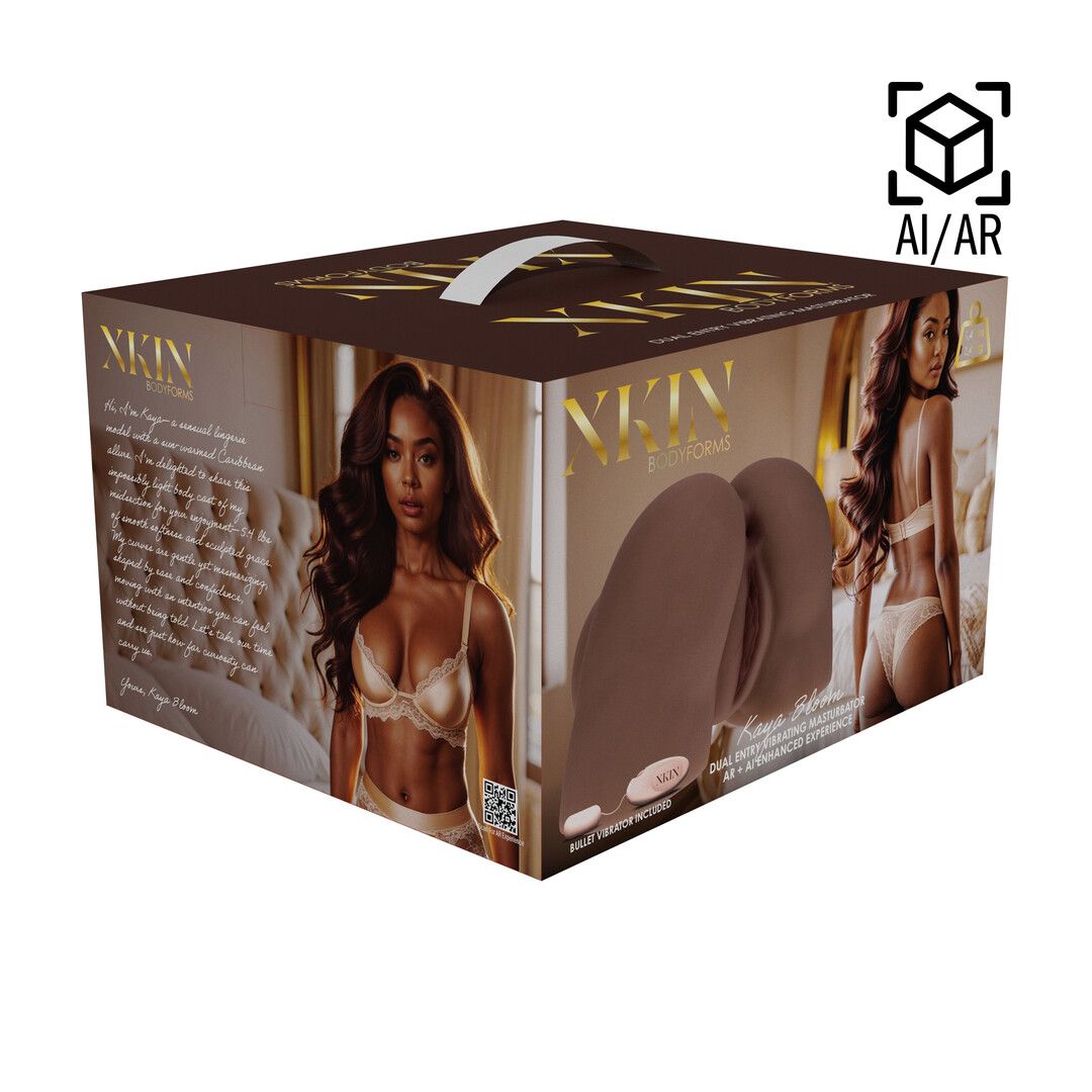 Bodyforms - Kaya Bloom - Dual Entry Vibrating Masturbator - 2,4 kg / 5.4 lbs - Brown — zdjęcie 2