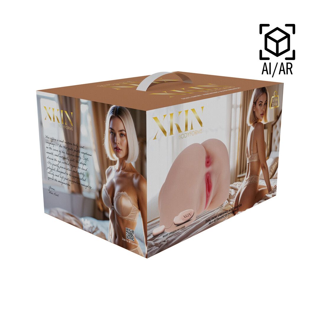 Bodyforms - Mia Hart - Dual Entry Vibrating Masturbator - 2,5 kg / 5.7 lbs - Flesh — zdjęcie 2