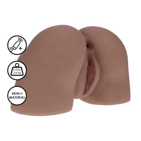 Bodyforms - Kaya Bloom - Dual Entry Vibrating Masturbator - 2,4 kg / 5.4 lbs - Brown